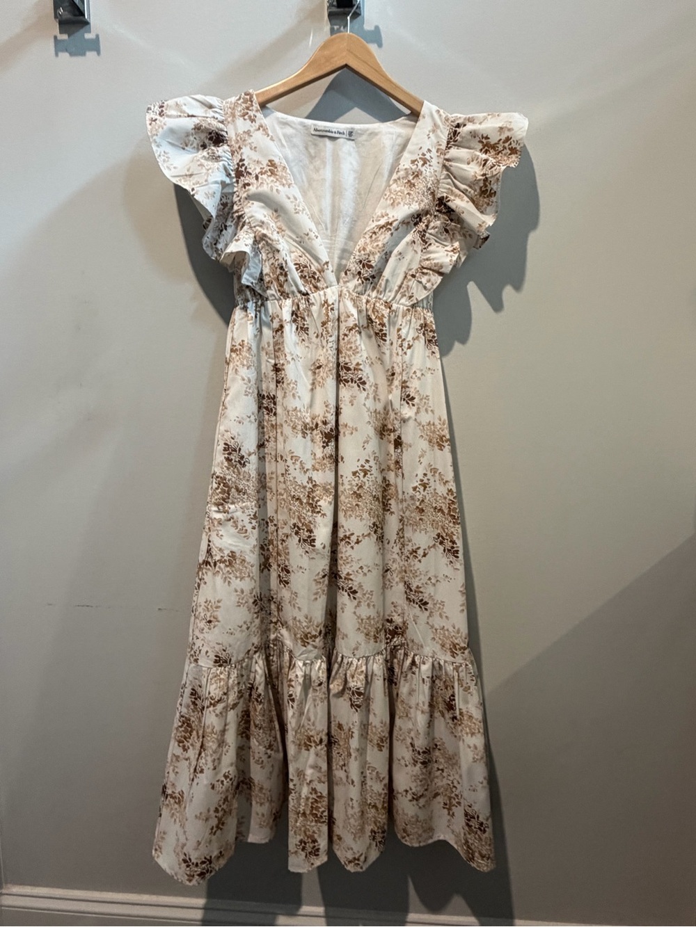 Abercrombie & Fitch Cream Maxi Dress with Brown Floral Print